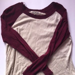 Maroon and Cream Baseball Tee